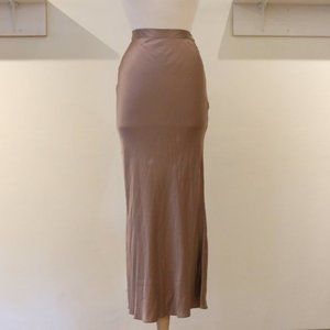 Elegant Taupe Silk Maxi Skirt